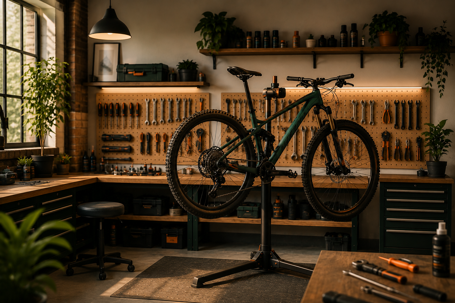 Stanowisko serwisowe w warsztacie rowerowym BikePoint